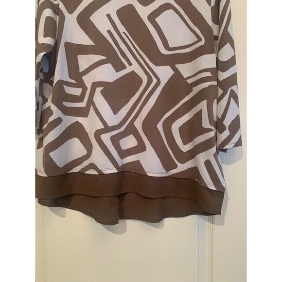Chicos 2 Soft 12-14 Tunic Womens Geometric  Assymetric 3/4 Sleeve Plus Size - Picture 6 of 13
